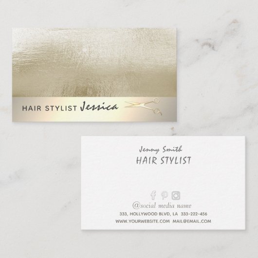 Minimale elegante luxebladgoud visitekaartje (Voorkant / Achterkant)