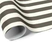Minimale Elegante Marine Bruine Cream Stripes Cadeaupapier (Rol Hoek)