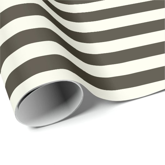Minimale Elegante Marine Bruine Cream Stripes Cadeaupapier (Rol Hoek)