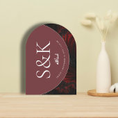 Minimale & Elegante Maroon Islamitische Boog Huwel Kaart