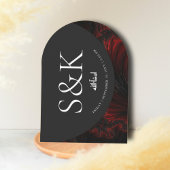 Minimale & Elegante Maroon Islamitische Boog Huwel Kaart