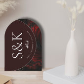 Minimale & Elegante Maroon Islamitische Boog Huwel Kaart