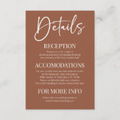 Minimale Elegante Moderne Bruine Boho Bruiloft Det Informatiekaartje (Voorkant)