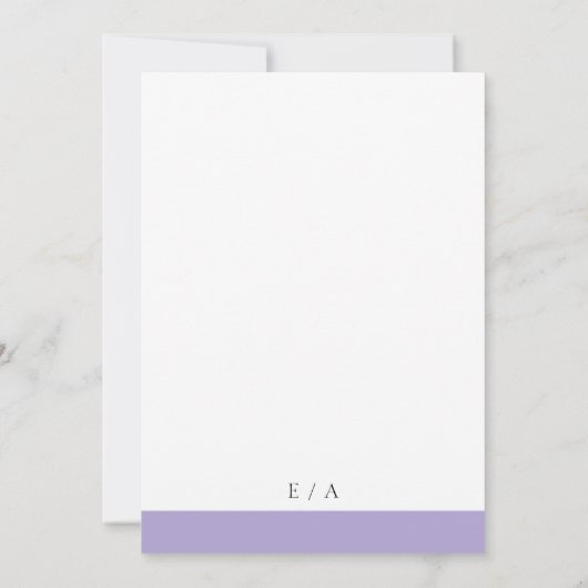 Minimale elegante moderne digitale lavendeweddensc kaart (Achterkant)