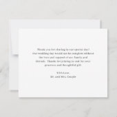 Minimale Elegante Moderne Foto Eenvoudige Bruiloft Bedankkaart (Achterkant)
