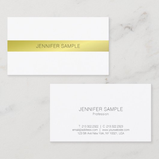 Minimale elegante, moderne, gouden design luxe visitekaartje (Voorkant / Achterkant)