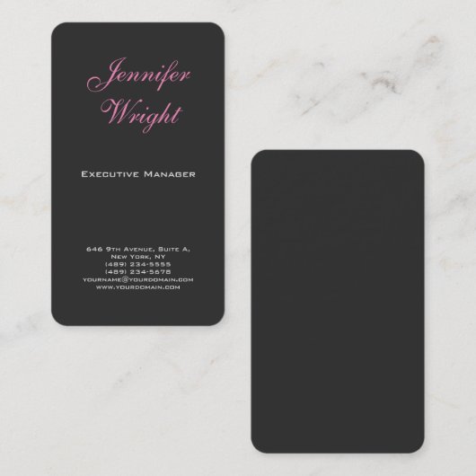 Minimale elegante moderne grijze roze feminine visitekaartje (Voorkant / Achterkant)