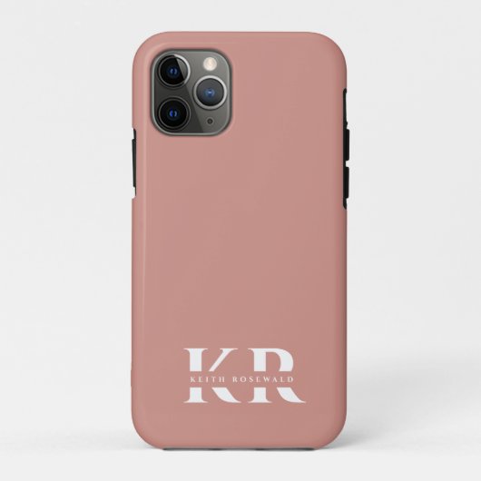 Minimale elegante monogram roze Rose Case-Mate iPhone Case (Achterkant)