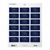 Minimale Elegante Navy Blue Gold Kerstvakantie Etiket (Full Sheet)
