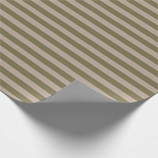 Minimale Elegante Olijfgroene Beige Bruine Strepen Cadeaupapier (Hoek)