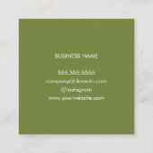 Minimale Elegante Olijfgroene Witte Consultant Vierkante Visitekaartje (Achterkant)