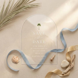 Minimale Elegante Palmbomen Acryl Save the Date Uitnodigingen