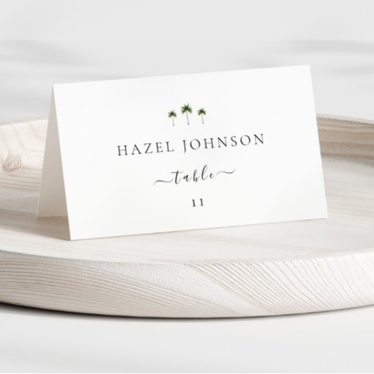 Minimale Elegante Palmbomen Huwelijks Plaatskaarte Kaart