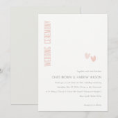 Minimale elegante pasta dusky roze hartenbruiloft kaart (Voorkant / Achterkant)