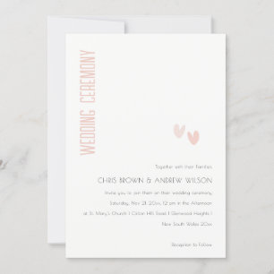 Minimale elegante pasta dusky roze hartenbruiloft kaart