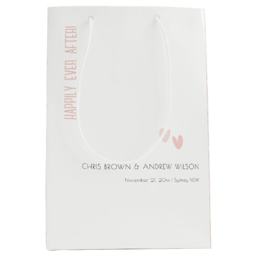 Minimale elegante pasta dusky roze hartenbruiloft medium cadeauzakje (Voorkant)