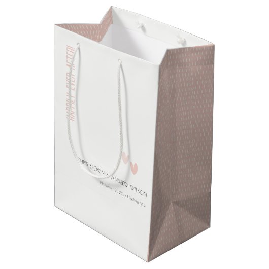 Minimale elegante pasta dusky roze hartenbruiloft medium cadeauzakje (Achterkant Gekanteld)