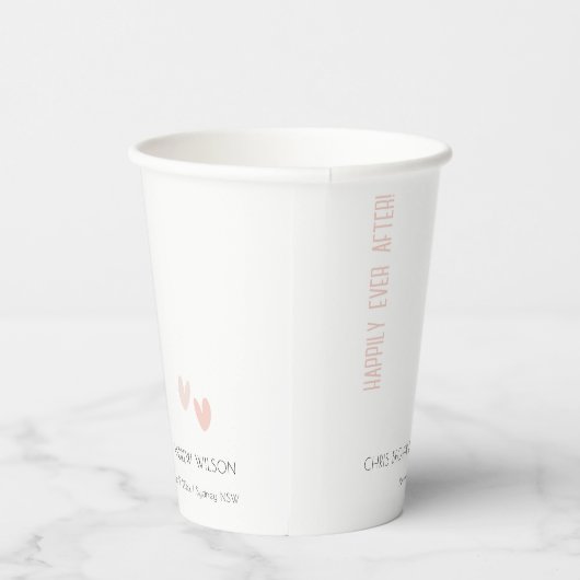 Minimale elegante pasta dusky roze hartenbruiloft papieren bekers (Rechts)