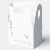 Minimale elegante pasteitsblauwe hartenbruiloft bedankdoosjes (Geopend)