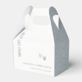 Minimale elegante pasteitsblauwe hartenbruiloft bedankdoosjes (Voorkant Zijde)