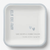 Minimale elegante pasteitsblauwe hartenbruiloft papieren bordje (Voorkant)