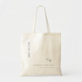 Minimale elegante pasteitsblauwe hartenbruiloft tote bag