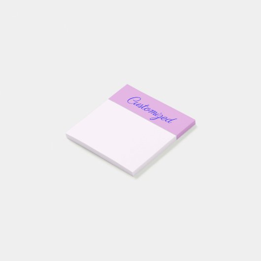 Minimale, elegante, plum Background en Blue Name Post-it® Notes (Schuin)