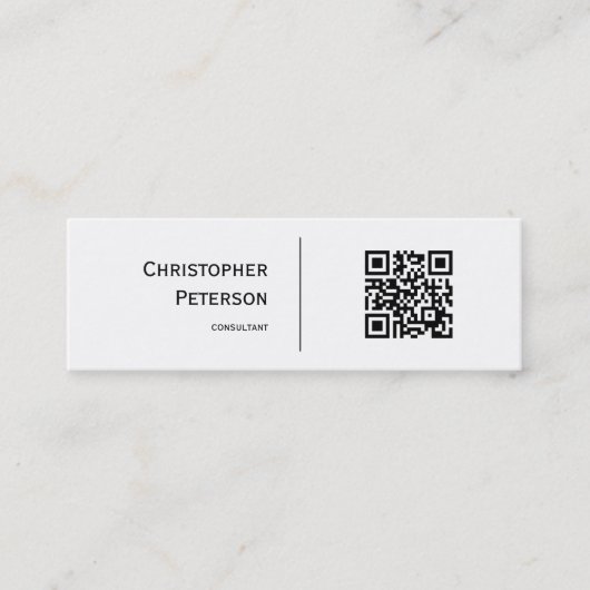 Minimale elegante QR-code zwart-wit Mini Visitekaartje (Voorkant)