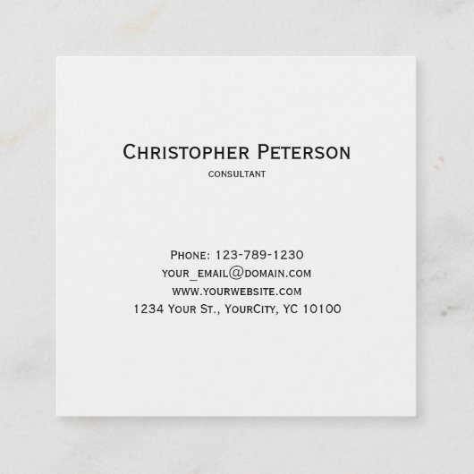 Minimale elegante QR-code zwart-wit Vierkante Visitekaartje (Achterkant)