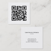 Minimale elegante QR-code zwart-wit Vierkante Visitekaartje (Voorkant / Achterkant)