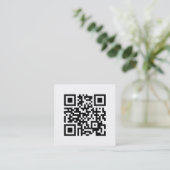 Minimale elegante QR-code zwart-wit Vierkante Visitekaartje (Staand voorkant)