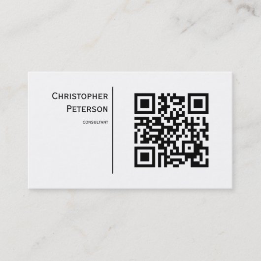 Minimale elegante QR-code zwart-wit Visitekaartje (Voorkant)
