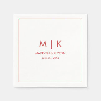 Minimale & Elegante Rode Monogram Huwelijk Servet