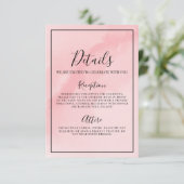 Minimale Elegante Roze Trouwdetails Informatiekaartje (Staand voorkant)