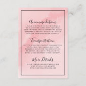 Minimale Elegante Roze Trouwdetails Informatiekaartje (Achterkant)