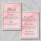 Minimale Elegante Roze Trouwdetails Informatiekaartje