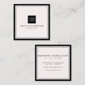 Minimale elegante roze zwart voegt uw logo toe vierkante visitekaartje (Voorkant / Achterkant)
