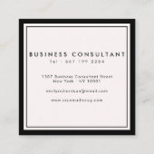 Minimale elegante roze zwart voegt uw logo toe vierkante visitekaartje (Achterkant)