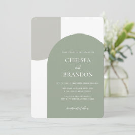 Minimale Elegante Saliegroene Boog Boheemse Trouwd Kaart