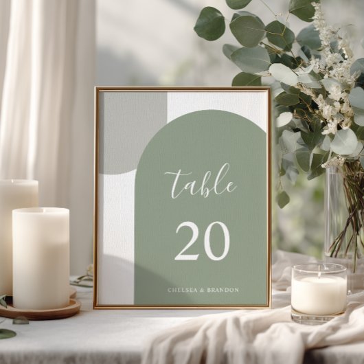 Minimale Elegante Saliegroene Boog Boho Bruiloft Kaart