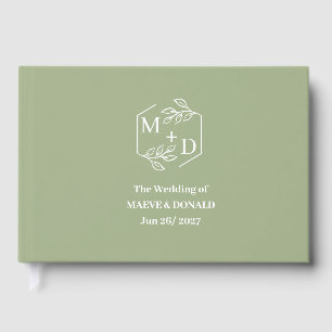 Minimale Elegante Saliegroene Huwelijk Gastenboek