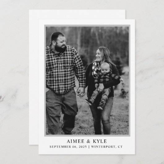 Minimale elegante save the date uitnodiging (Voorkant / Achterkant)