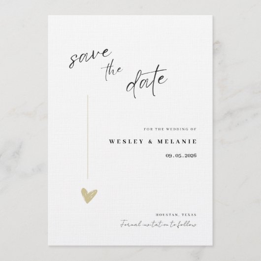 Minimale Elegante Save The Date Uitnodiging (Voorkant)