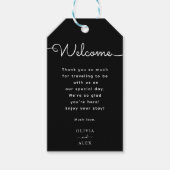 Minimale & Elegante Script Foto Bruiloft Welkom Cadeaulabel (Voorkant)