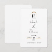 Minimale elegante script huwelijksuitnodiging kaart (Voorkant / Achterkant)