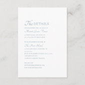 Minimale elegante scriptdetails informatiekaartje (Voorkant)