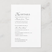 Minimale elegante scriptdetails informatiekaartje (Voorkant)