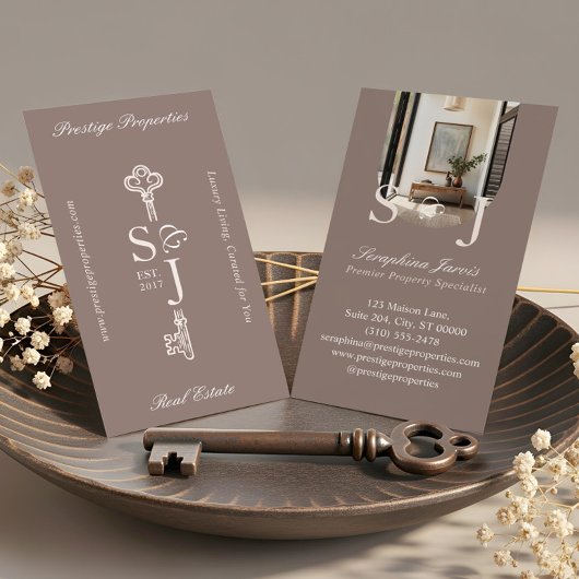 Minimale Elegante Sleutel Monogram Stijlvolle Boog Visitekaartje