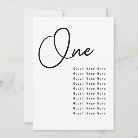 Minimale Elegante Tafel Gast Namen Zetel Grafiek C (Voorkant)