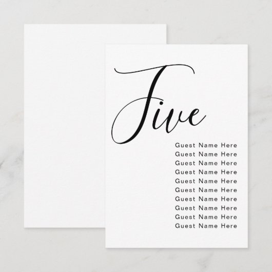 Minimale Elegante Tafel Gast Namen Zetel Grafiek C (Voorkant / Achterkant)